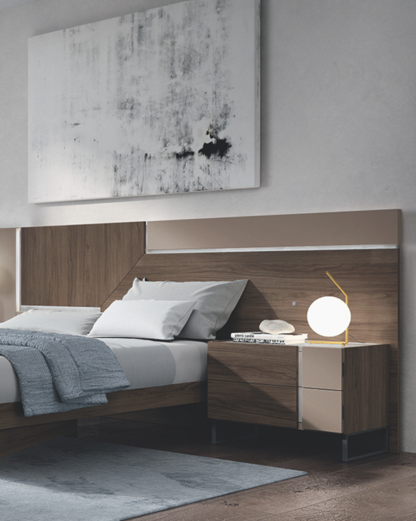 lit avec chevet intégré bois foncé tendance sur mesure belfort montbéliard