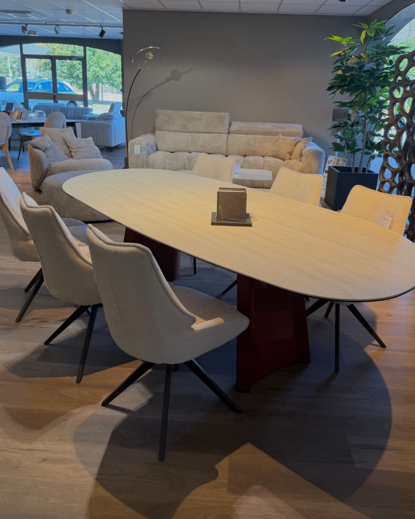 table repas ovale plateau céramique deux pieds montbéliard belfort