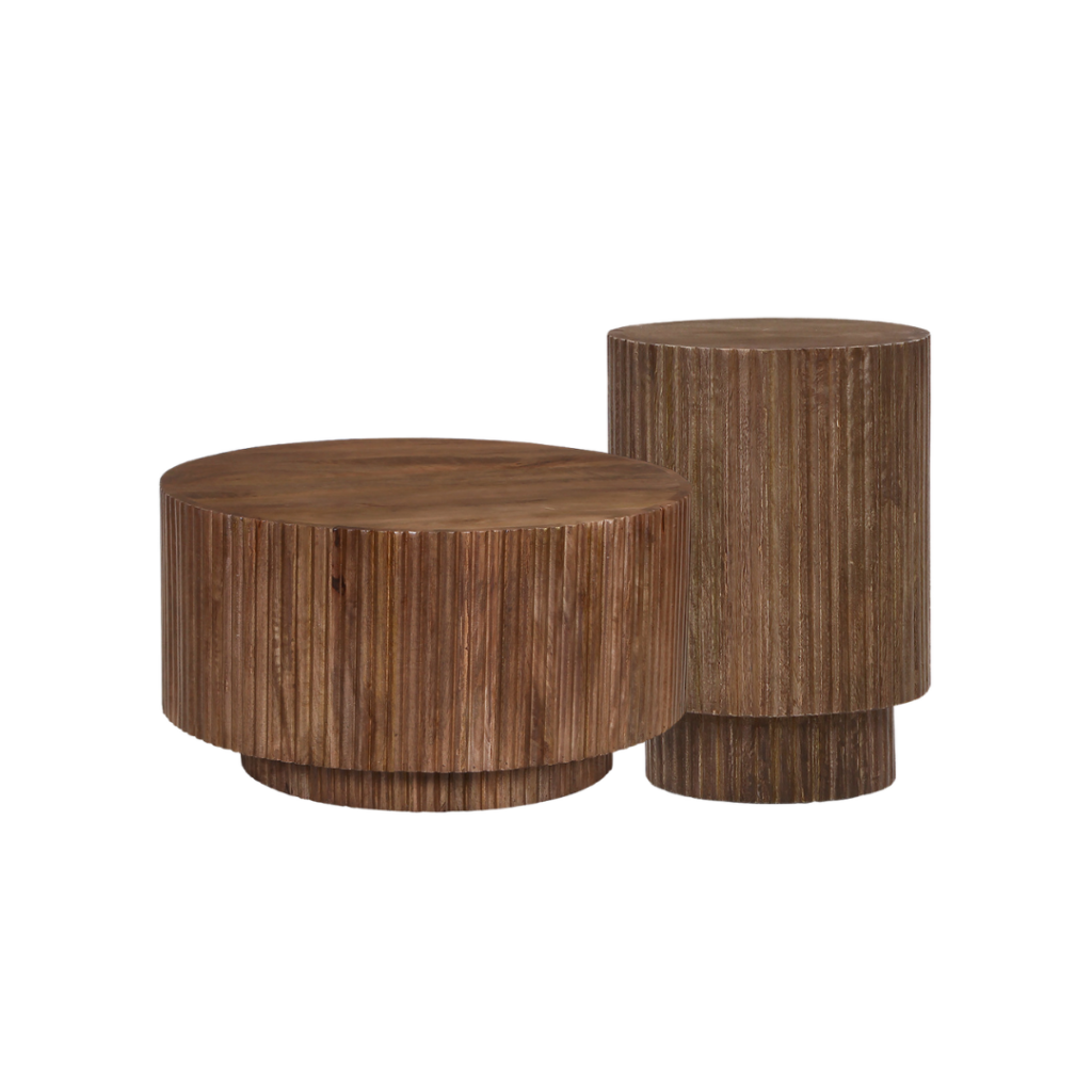 table basse ronde bois strié pas chère